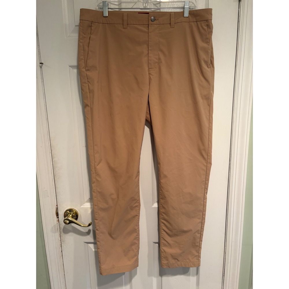 UNTUCKit Traveler Pant Tan Slim Fit Polyester Trousers W36 L30 41735